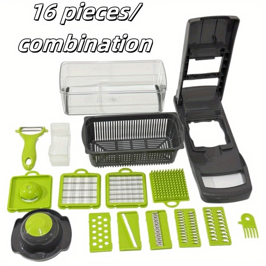 VEGGIE CHOPPER MASTER / 16 in 1 Heavy-Duty Manual Food Processor | Multi-Functional Chopper, Slicer