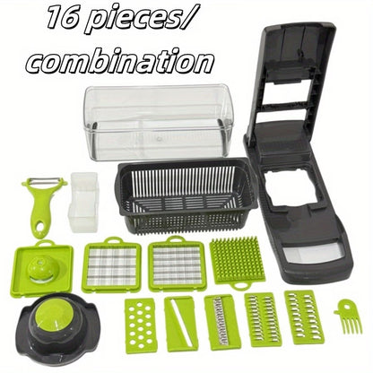 VEGGIE CHOPPER MASTER / 16 in 1 Heavy-Duty Manual Food Processor | Multi-Functional Chopper, Slicer