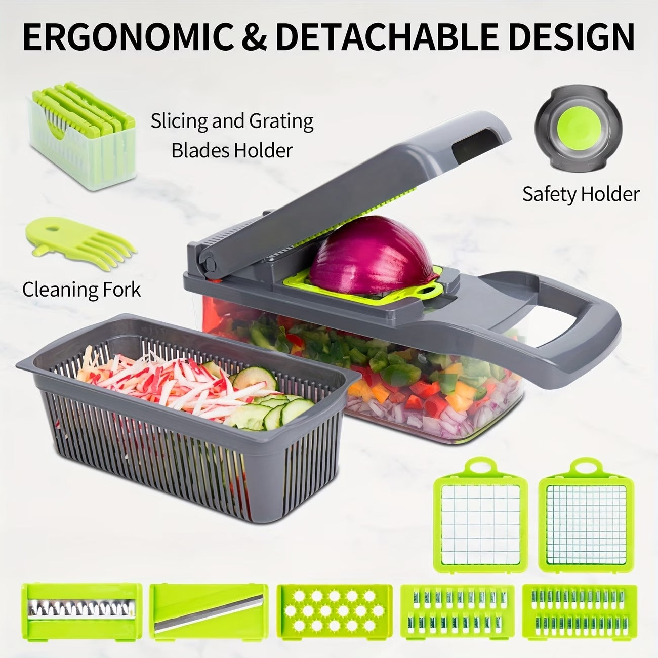 VEGGIE CHOPPER MASTER / 16 in 1 Heavy-Duty Manual Food Processor | Multi-Functional Chopper, Slicer